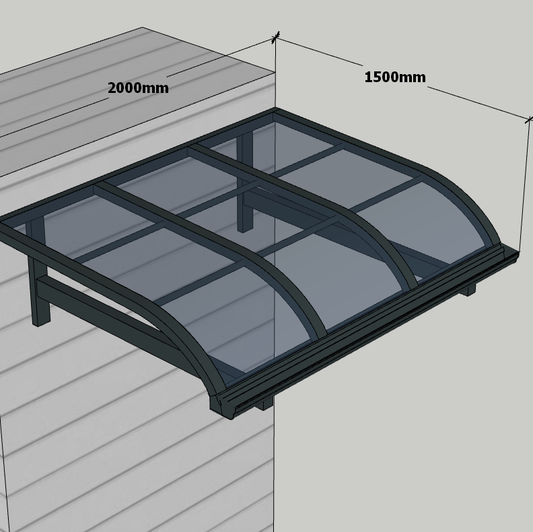 Awning 1.5m x 2m - Grey - Light Grey