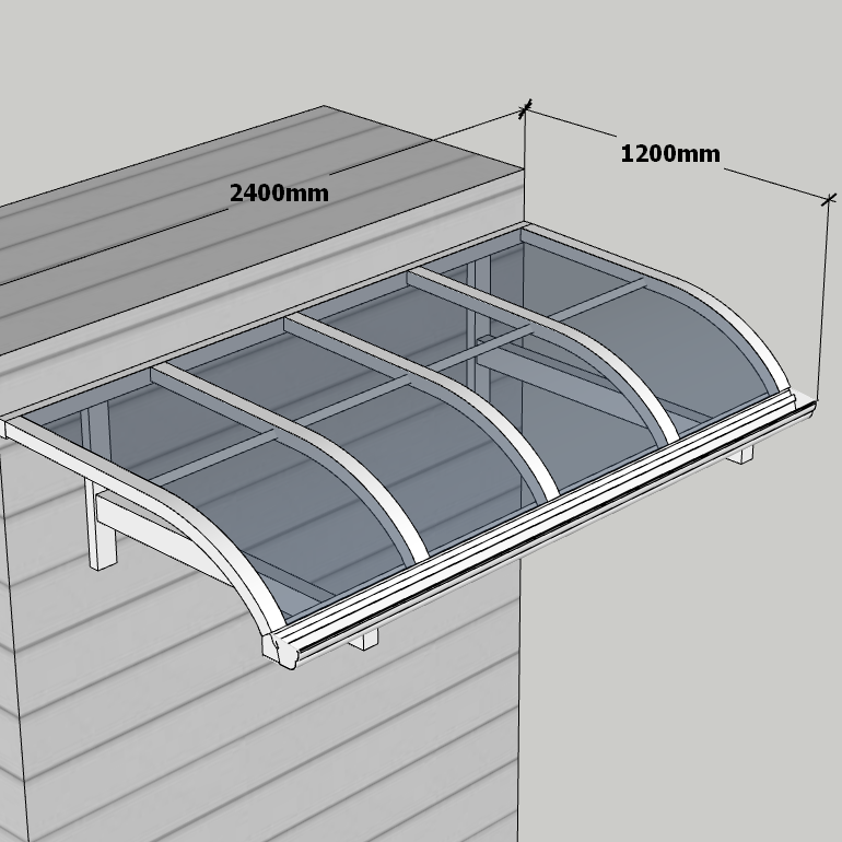 Awning 1.2m x 2.4m - White - Light Grey