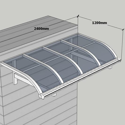 Awning 1.2m x 2.4m - White - Light Grey