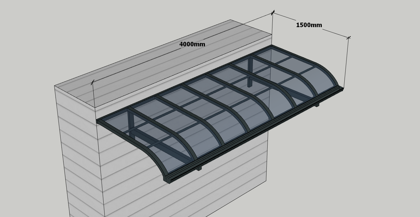 Awning 1.5m x 4m - Grey - Light Grey