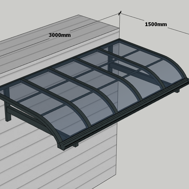 Awning 1.5m x 3m - Grey - Light Grey