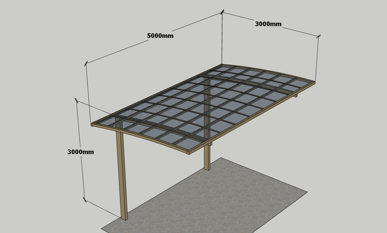 Single Cantilever Carport 3m x 5m x 3m Champagne Frame - Dark Grey Roof