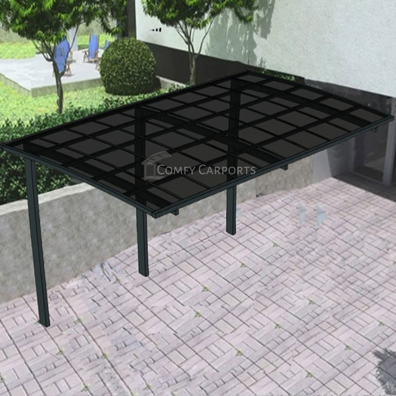 Single Cantilever Carport 3m x 6m x 3m - Grey Frame - Dark Grey Roof