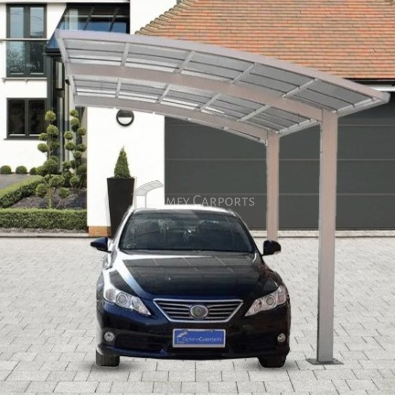 Single Cantilever Carport 3m x 5m x 3m White Frame - Light Grey Roof ...