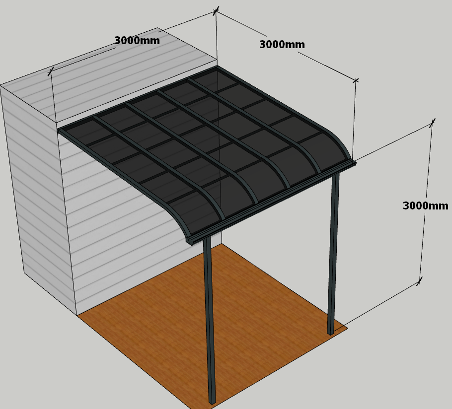 R-type Patio 3m x 3m x 3m - GREY Frame - Dark Grey Roof