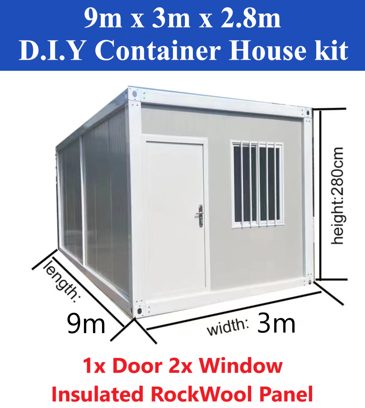 9M X 3M Detachable Grey or White Container House DIY Package