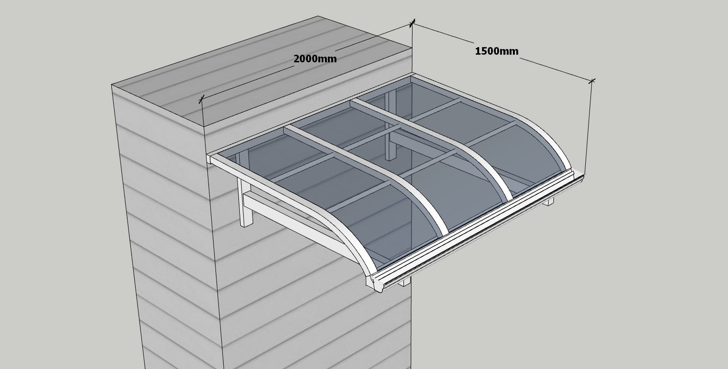 Awning 1.5m x 2m - White - Light Grey