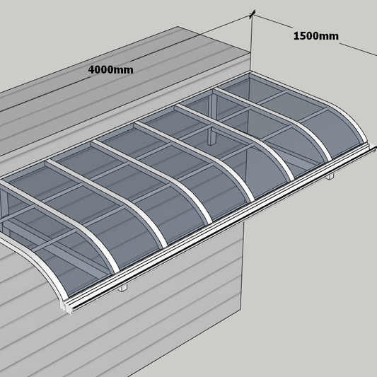 Awning 1.5m x 4m - White - Light Grey